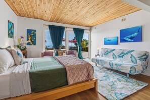 Makani Room - 1 bedroom with Kitchenette, Pool Side with Ocean View - Main House | Egyptian cotton sheets, premium bedding, individually decorated