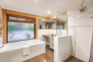 Hair dryer, towels, toilet paper