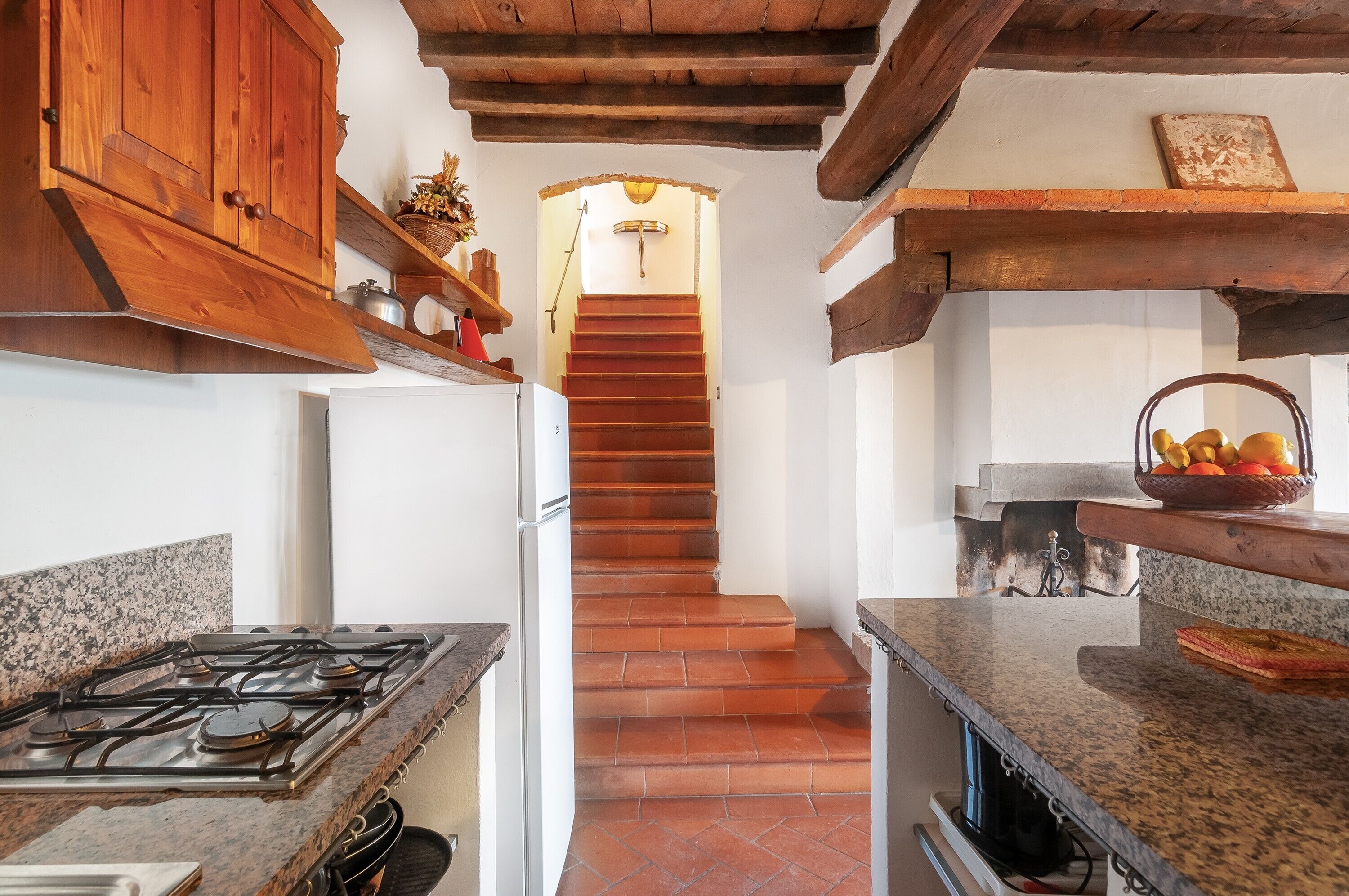 Fridge, stovetop, cookware/dishes/utensils