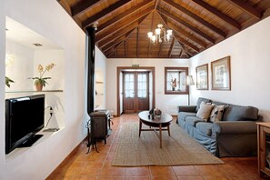 Televisión y chimenea 