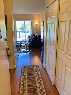 Flat-screen TV, fireplace, DVD player