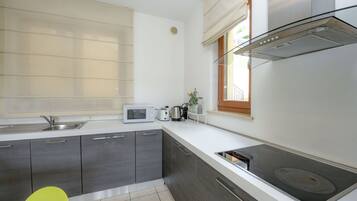 Fridge, oven, dishwasher, coffee/tea maker