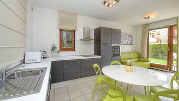 Fridge, oven, dishwasher, coffee/tea maker