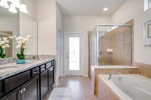 Combined shower/tub, hair dryer