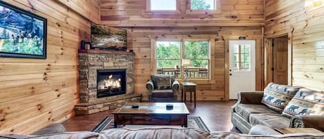 Smart TV, chimenea, videojuegos y reproductor de DVD