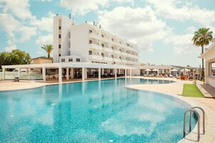 Outdoor pool, open 10:00 AM to 6:00 PM, pool umbrellas, sun loungers