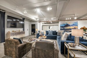 TV, foosball, offices