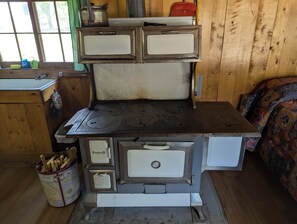 Fridge, coffee/tea maker, toaster, cookware/dishes/utensils - Cabin 3 at Sportsman’s Lodge, Rustic Cabin 3 at Sportsman's Lodge (Larimer County)