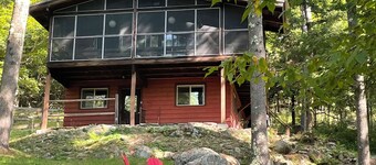 Secluded house with enclosed dog yard on 200 acre family estate