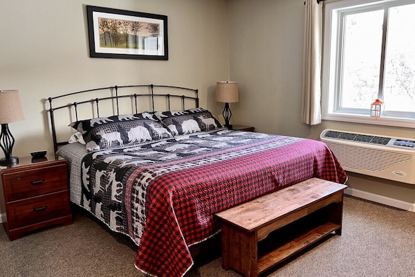 Sleep in comfort in our comfy King Bed!