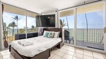 1 bedroom, desk, iron/ironing board, travel crib