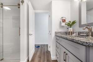 Shower, hair dryer, towels - Sandcastle Condominium Unit 426 (Port Aransas)