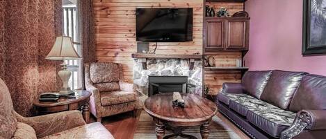 TV, fireplace, offices