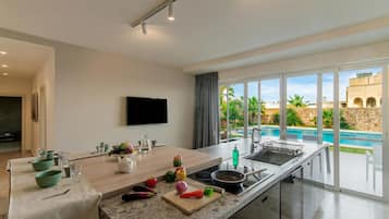 Family Apartment, 4 Bedrooms, Microwave (Wellness Hygge Modern Gozitan) | Private kitchen | Espresso maker, dining table