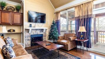 TV, fireplace, offices