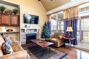 TV, fireplace, offices