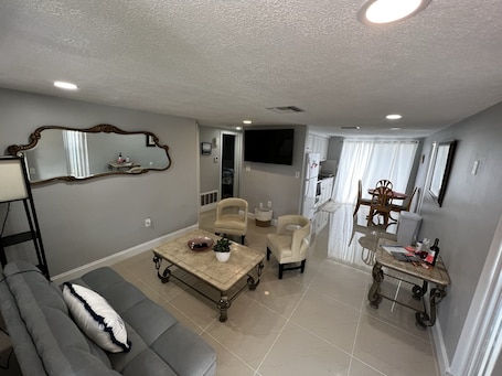 Living area. Cozy,comfy and clean 2 bedroom/one bath apartment