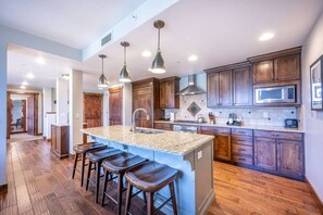 Fridge, microwave, oven, stovetop - Canyons Resort Ski-In / Ski-Out Penthouse | Walk to Skiing via Sunrise Lift, Ski-Valet, Hot Tub, Gym (Park City)