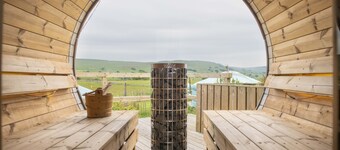 Kestrel Yurt sleeps up to 6 guests with hot tub and views across Wether Fell