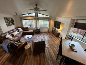 Smart TV, DVD player, books, video library