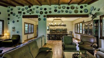 TV, fireplace, table tennis