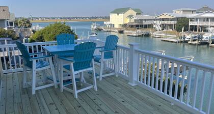 Water front Canal house south end topsail island boatswimdock and beach access
