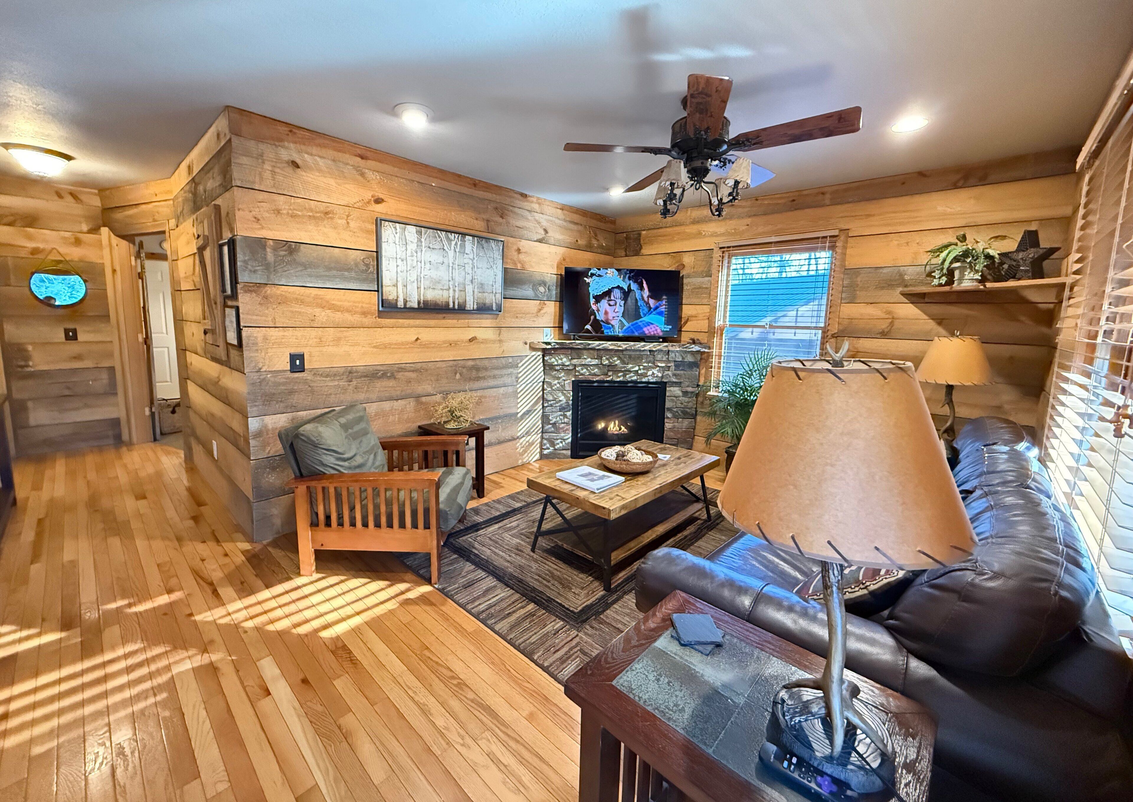 TV, fireplace, foosball