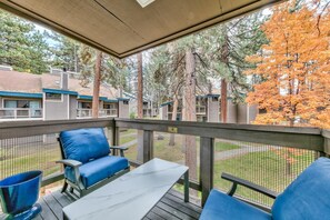 Sit back and relax on the balcony over looking the tranquil courtyard of Lakeland Village