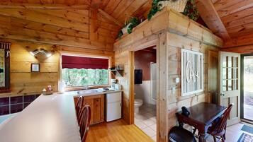 Fridge, microwave, coffee/tea maker, toaster