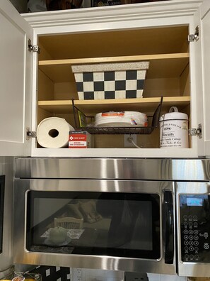 Fridge, microwave, coffee/tea maker, electric kettle