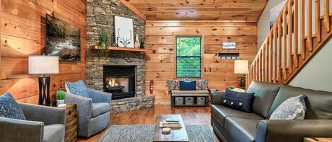 TV connectée, cheminée, jeux vidéo