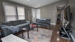 Smart TV, foosball, books