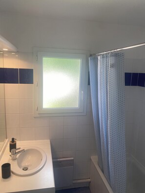Bathtub, hair dryer