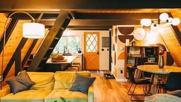 TV, fireplace, video games, stereo