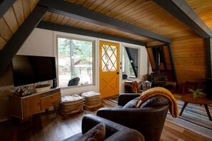 TV, fireplace, video games, stereo