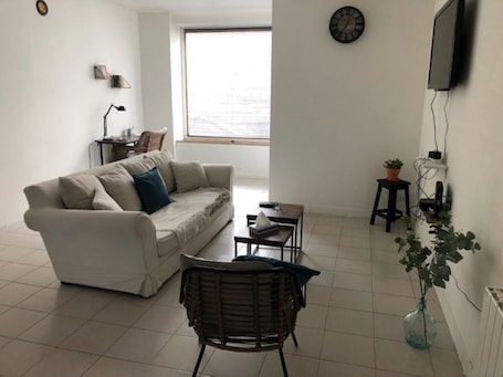 TV, books. T3 of 82m2 with garden located in the heart of the village