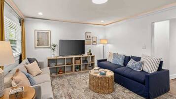 Télévision, cheminée, espaces bureaux