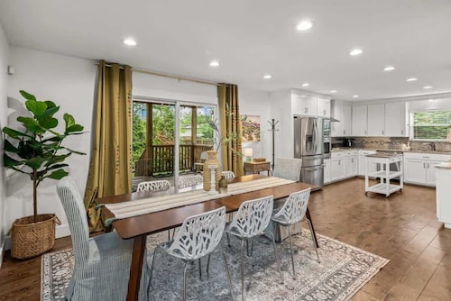 Chic 3BR Retreat w/ Pergola & Fire Pit, Walkable!