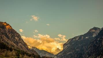 A mountainous landscape with a valley.