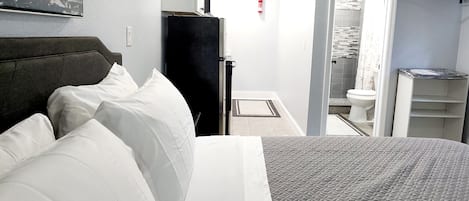 1 chambre, bureau, fer et planche à repasser, lit parapluie