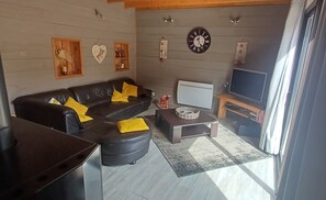 Télévision, cheminée, livres