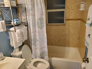 Ensemble douche/baignoire, sĂšche-cheveux, serviettes fournies, savon