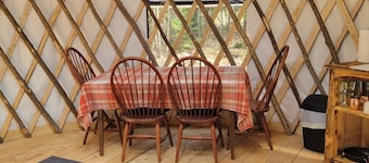 Ava Jade yurt nestled in the woods of Brownfield, Maine