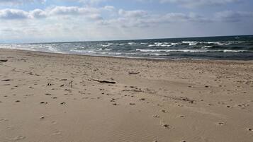 Beach nearby, sun-loungers, beach towels