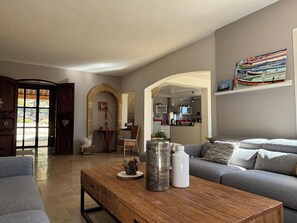 TV, fireplace, ping pong, books