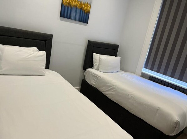 Blackout curtains, iron/ironing board, free WiFi