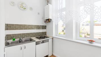 Classic Apartment | Private kitchen | Full-sized fridge, microwave, oven, stovetop