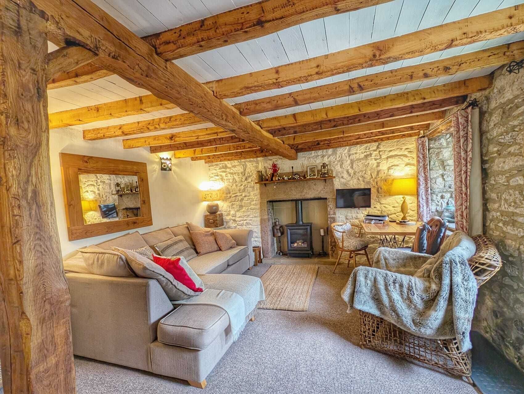 Smart TV, lareira, DVD player, livros