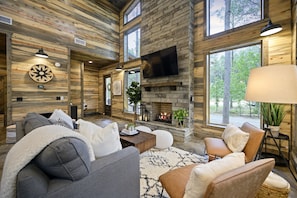 Smart TV, fireplace, video games, books