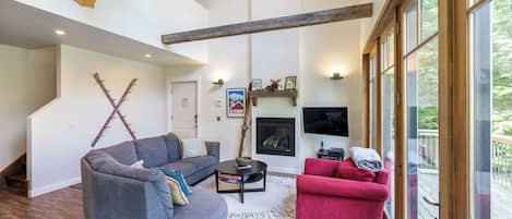 TV, fireplace, offices